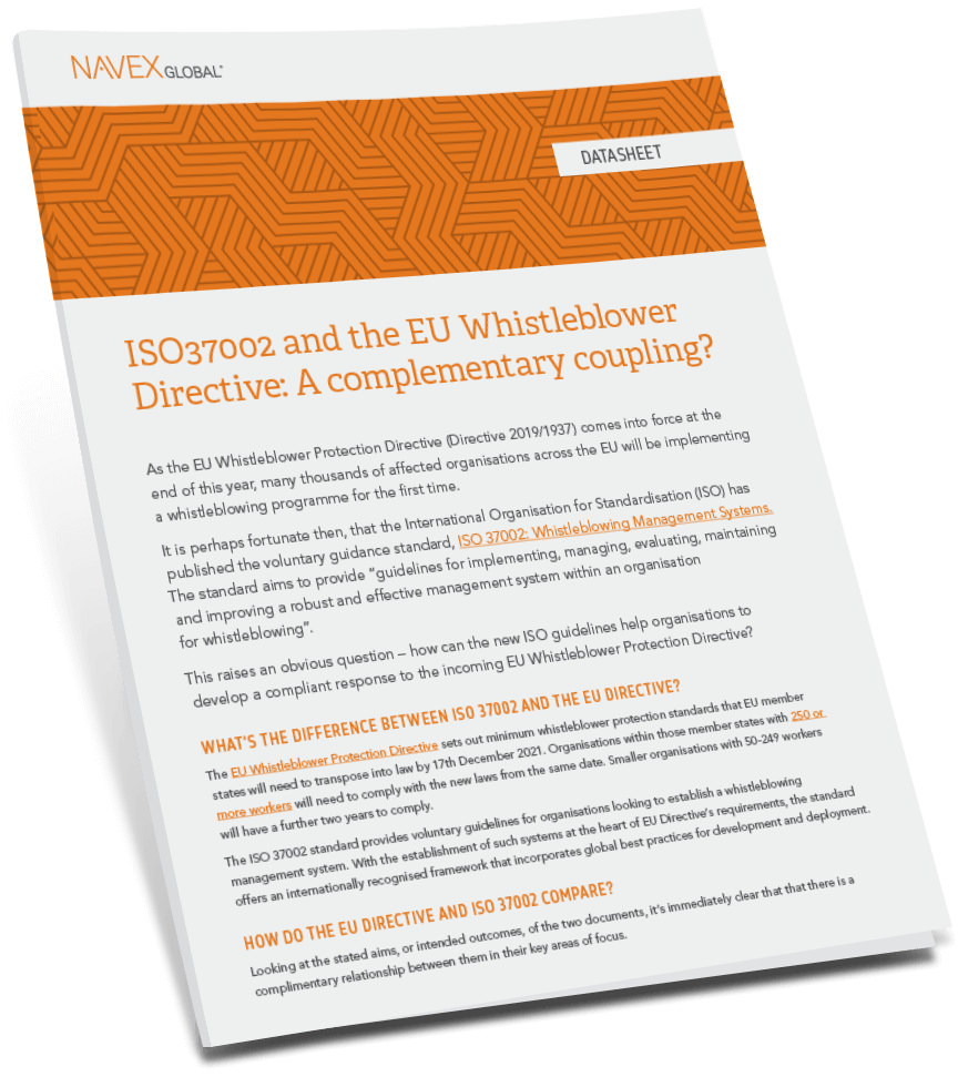 ISO37002 and the EU Whistleblower Directive: A complementary